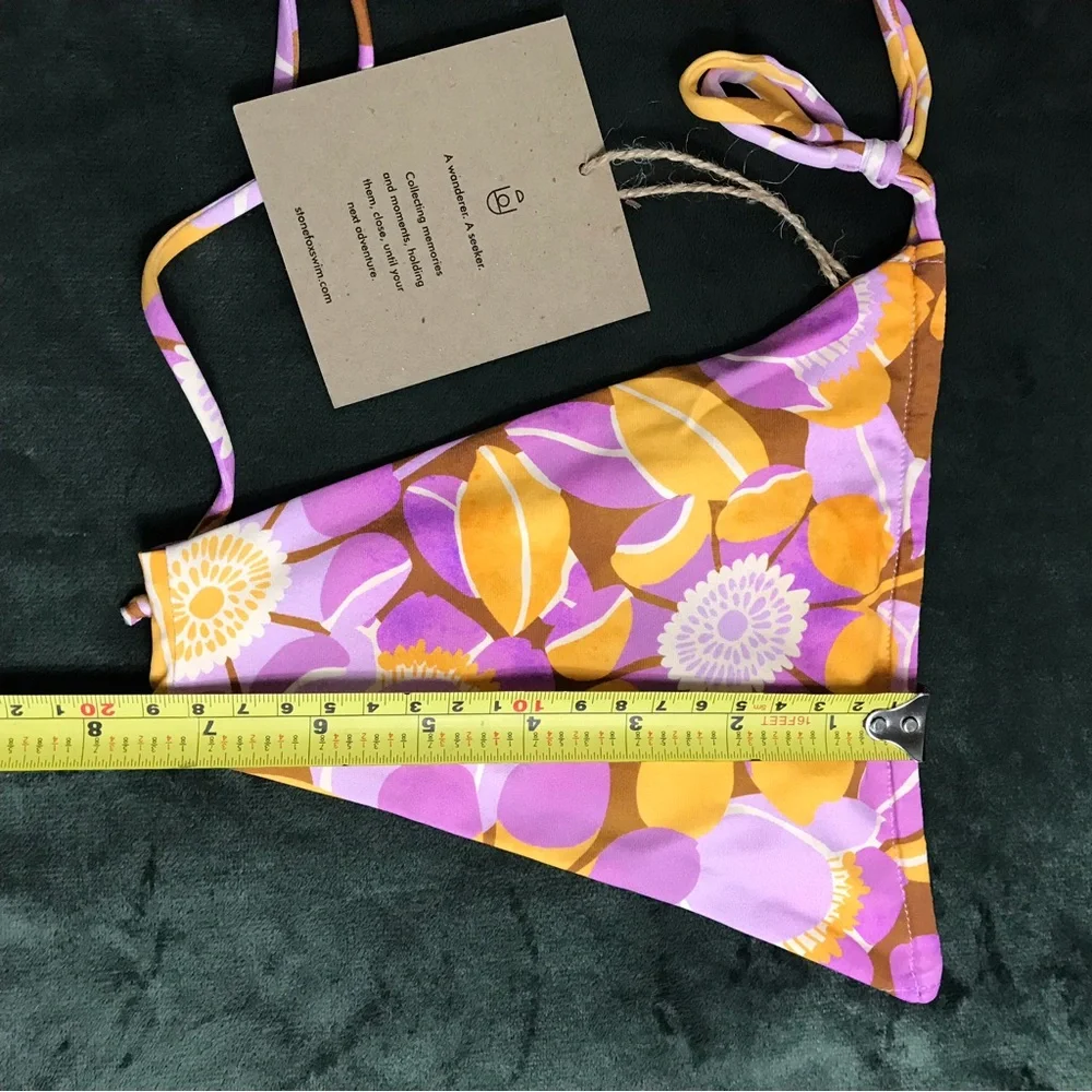 Stone Fox Swim Swimsuit Retro Bloom Print Rico Bikini Top & River Bottom Size XS - Picture 14 of 16